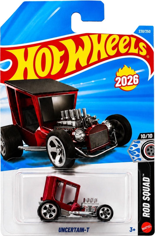Hot Wheels Uncertain-T - Red (230/250) - on its card