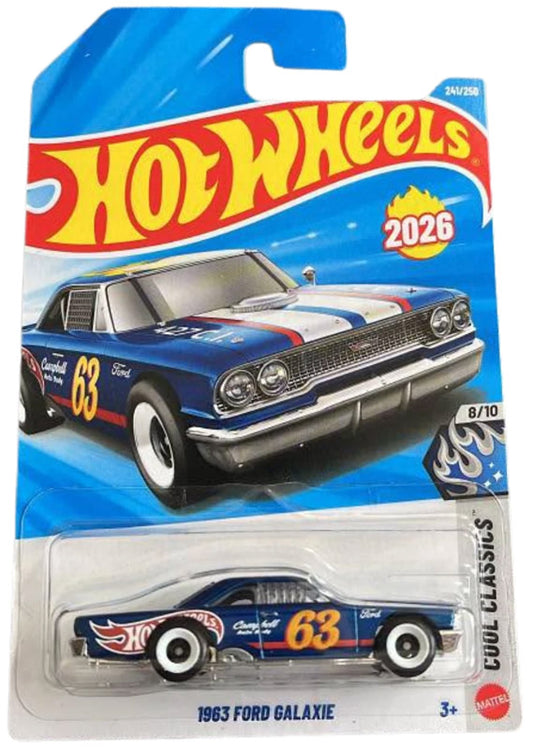 Hot Wheels 1963 Ford Galaxie - Blue (241/250) - on its card