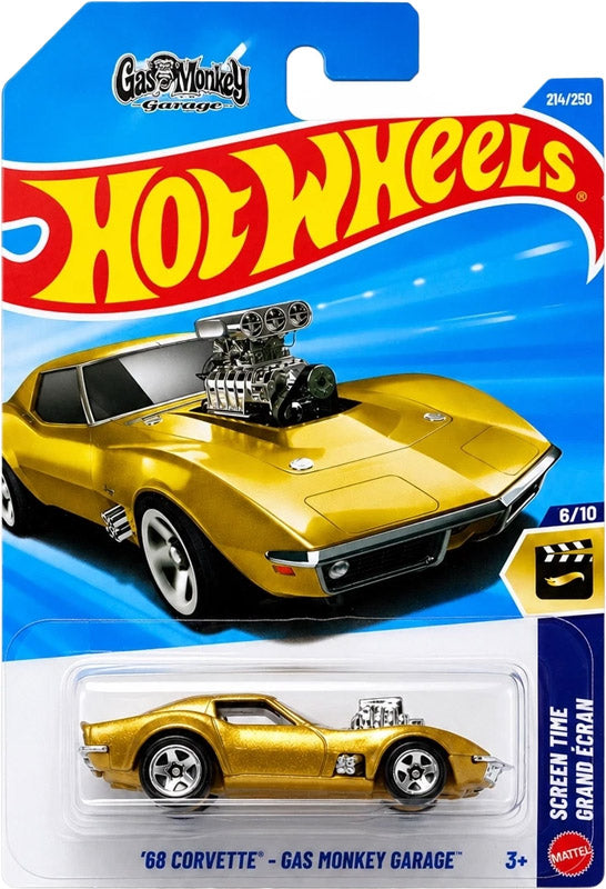 Hot Wheels '68 Corvette - Gas Monkey Garage - Gold (214/250) - on its card