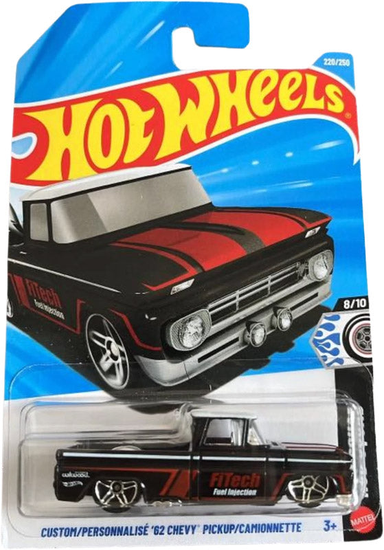 Hot Wheels Custom '62 Chevy Pickup - Black (220/250) - on its card