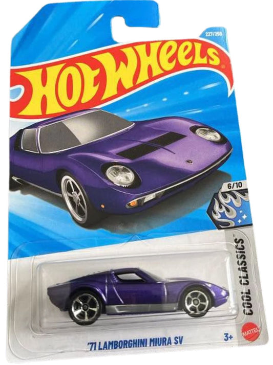 Hot Wheels '71 Lamborghini Miura SV - Purple (227/250) - on its card
